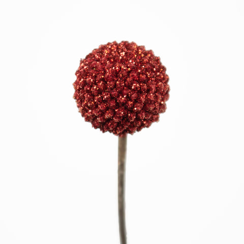 Red Glitter Billy Balls Flower Stem