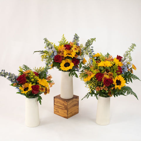 Red Yellow Flower Centerpiece Bunch in Vase