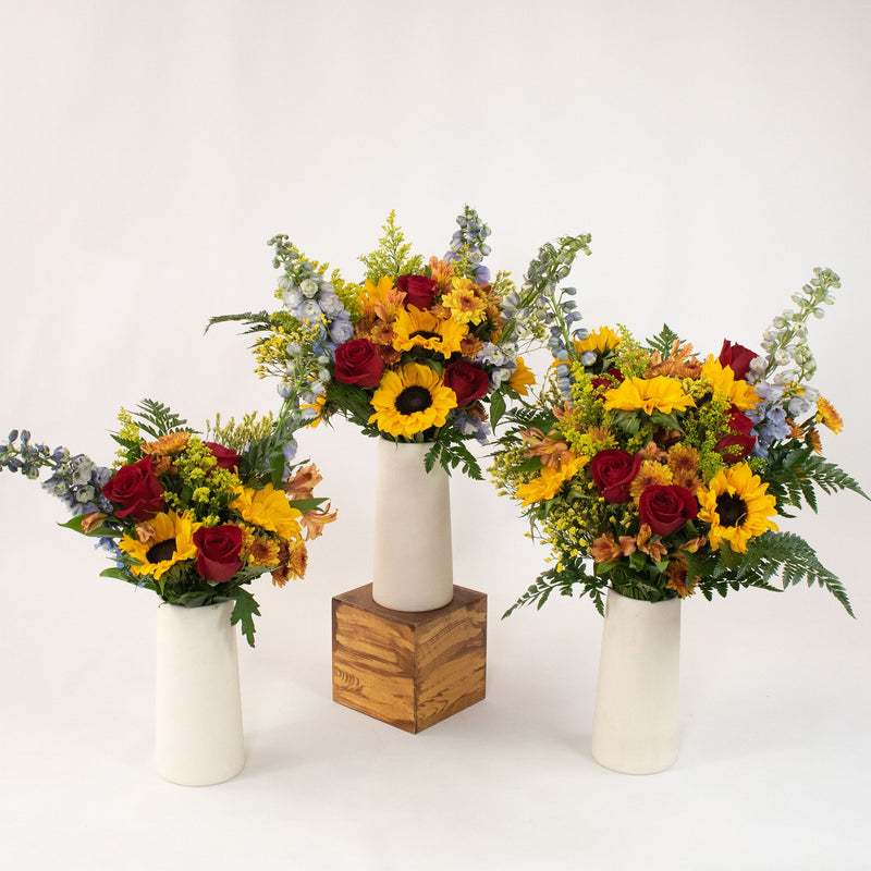 Red Yellow Flower Centerpiece Bunch in Vase