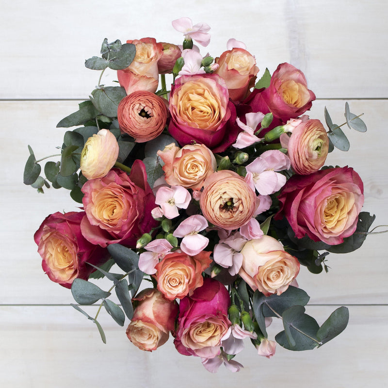 Romantic Orange and Pink Wholesale Flowers Top Down