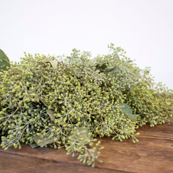 Eucalyptus Wreath Seeded Up Close