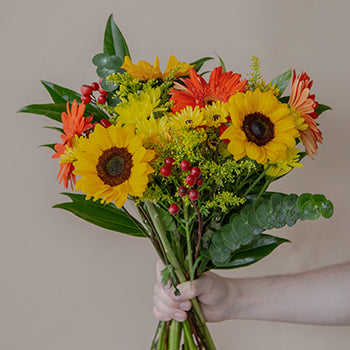 Bridal Centerpieces Sunflowers and Orange Flowers