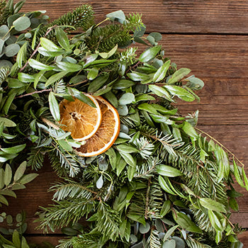 Sunny in Florida greenery mix wreath laid out