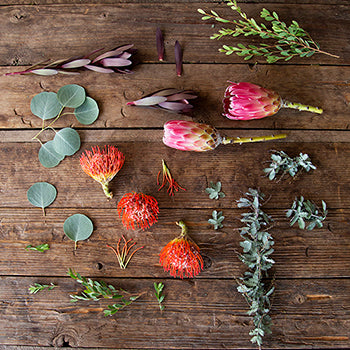 Sunset Lagoon Wedding Flower FlatLay