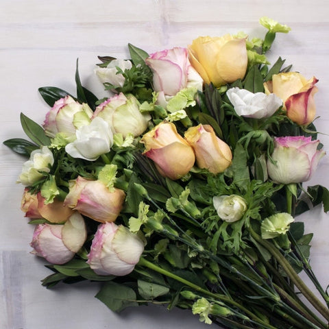 Sunset Valentines Flower Arrangement FlatLay