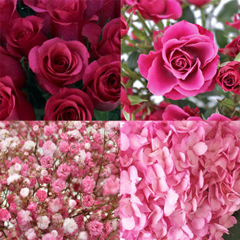 Sweet 16 Dark Pink DIY Flower Kit Bunch