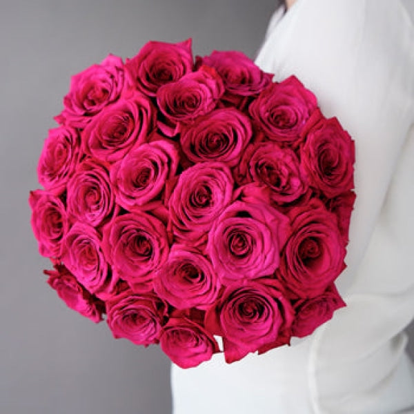 The Ecuadorian hot pink roses are fresh and bright roses