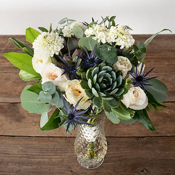 Timeless Love White Wedding Flower Bouquet and Boutonniere