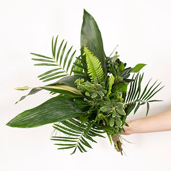Waves of Love Tropical Greenery Bouquet and Boutonniere