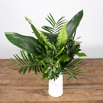 Waves of Love Tropical Greenery Bouquet and Boutonniere