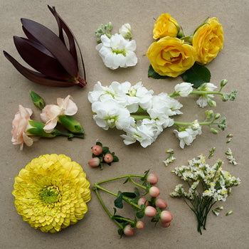Vintage Yellow DIY Flower Kit Flatlay