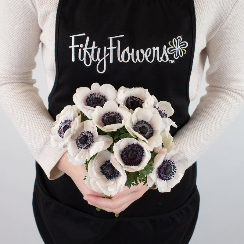 White Anemone Flower Bunch in Hand