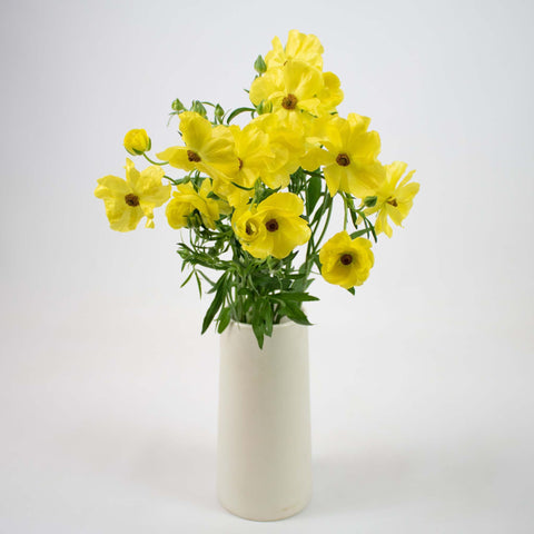 Yellow Butterfly Ranunculus Flower Bunch in Vase